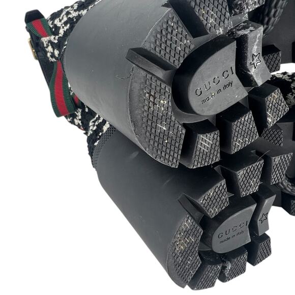 Gucci Tweed GG Monogram Lace Up Combat Ankle Boots - Picture 15 of 15